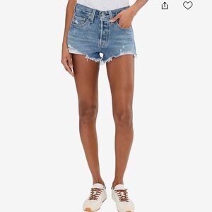 Levi’s 501 Blue Distress Denim Shorts Size 33